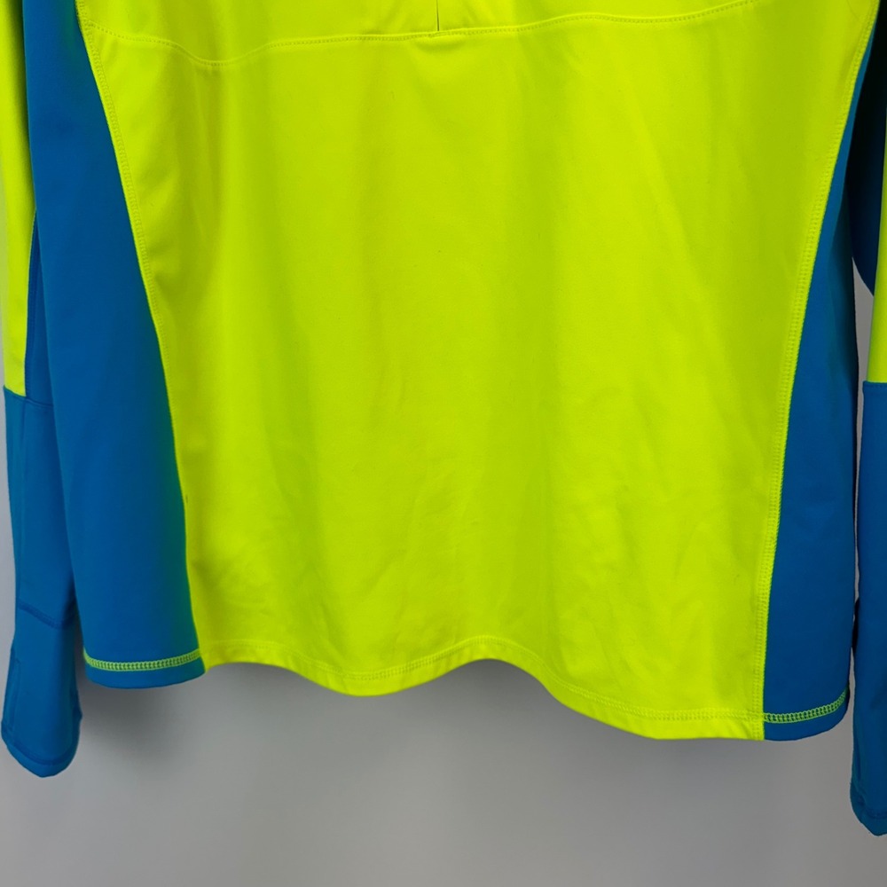 Brooks Dash 1/2 Zip Running Pullover Neon Yellow Blue Fleece Lined 221223 L - Picture 10 of 15